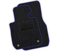 moto-MOLTICO Alfombrillas delanteras de coche - Alfombras de terciopelo para Renault Laguna II 2001 - 2007 - Juego de 2 piezas - Alfombrillas negras con costuras decorativas azules