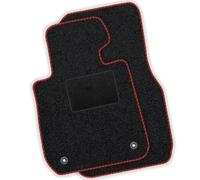 moto-MOLTICO Alfombrillas delanteras para coche - Alfombras de terciopelo para Toyota Corolla Verso 2004 - 2008 - Juego de 2 piezas - Alfombrillas negras con costuras decorativas rojas