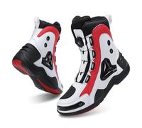 Moto Zapatos de Moto para Hombre Zapatos de Calle Reforzados Protección contra Golpes de Moto Suela Antideslizante Botas Deportivas cómodas para Carreras y Turismo (White,43)