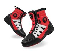 Moto Zapatos De Moto para Hombre Zapatos De Calle Reforzados Protección contra Golpes De Moto Suela Antideslizante Botas Deportivas Cómodas para Carreras Y Turismo (Red,42)