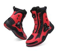 Moto Zapatos de Moto para Hombre Zapatos de Calle Reforzados Protección contra Golpes de Moto Suela Antideslizante Botas Deportivas cómodas para Carreras y Turismo (Red,43)