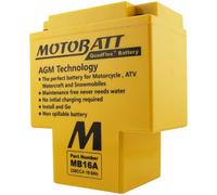 MotoBatt MB16A (12V 19 Amp) 200CCA Factory Activated QuadFlex AGM Battery