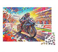 Motobike Race Puzzle para Adults 1000 Pieza Reciclado Championship Moment Puzzles para Elderly Impossible Hard Difficult Challenging Excelente Gift Idea para Women 52x38cm/1000pcs