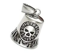 Motocicleta Bell, Cráneo Motociclista Biker Bell Motocicleta Guardián Campana Guardián Riding Bell Suerte Riding Bell Buena Suerte Biker Campanas Llavero Suerte Bell para Accesorios de Motocicleta
