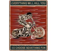 Motocicleta calavera de metal vintage letrero de metal Todo te matar, as que elige algo divertido, un cartel divertido club de carteles restaur
