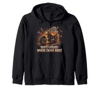 Motocicleta de Garaje Papa Rider Biker Dad Gift Chaos Rides Sudadera con Capucha