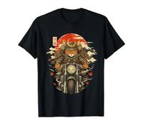 Motocicleta de Gato Samurais japonés Kawaii Ninja Cat Anime Camiseta
