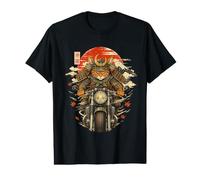Motocicleta de Gato Samurais japonés Kawaii Ninja Cat Anime Camiseta gráfica económica