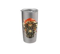 Motocicleta de gato samurais japonés Kawaii Ninja Cat Anime Vaso térmico de acero inoxidable de doble pared