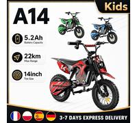Motocicleta Eléctrica IScooter para Niños, 500W, 5.2Ah, Modelo A14, Velocidad Máxima 27km/h, 14 Pulgadas, para Senderismo y Todoterreno Azul