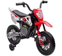 Motocicleta eléctrica para niños AIYAPLAY, moto cross para niños, 2 motores de 12V, velocidad máxima 5 km/h, ruedas motrices, sy Rojo