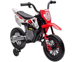 Motocicleta eléctrica para niños AIYAPLAY, moto cross para niños, 2 motores de 12V, velocidad máxima 5 km/h, ruedas motrices, sy Rojo