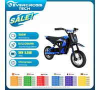 Motocicleta eléctrica para niños EVERCROSS TECH EV12M-motor 300W, velocidad máxima 25 km/h, autonomía 15 km, neumáticos de 12 pulgadas. BLUE-36V-5.2AH-300W
