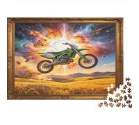 Motocicleta en Movimiento Puzzle de 1000 Piezas Papel para Adultos Paisaje artístico dinámico Juego de Puzzle 1000 Piezas Relajación Decoración Regalo 38x26cm/1000pcs