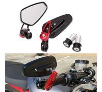 Motocicleta Espejos Laterales de Extremo de Barra,7/8 "22 mm Aleación de Aluminio Espejos Retrovisores del Manillar para Scooter Cruiser Sport Bike(Rojo)