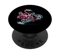 Motocicleta Flamenco Rosa En Acción PopSockets PopGrip Adhesivo