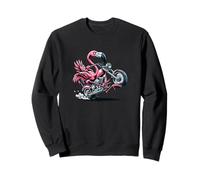 Motocicleta Flamenco Rosa En Acción Sudadera