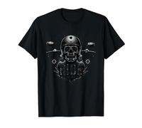 Motocicleta Live to Ride to Live Skull Biker Rebel Camiseta, Hombre, Negro, 5XL