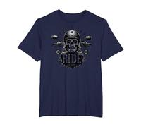 Motocicleta Live to Ride to Live Skull Biker Rebel Camiseta, Hombre Tallas Grandes, Azul Marino, 5X Alto