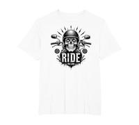 Motocicleta Live to Ride to Live Skull Biker Rebel Camiseta, Hombre Tallas Grandes, Blanco, 5X Alto