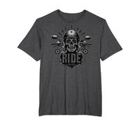 Motocicleta Live to Ride to Live Skull Biker Rebel Camiseta, Hombre Tallas Grandes, Jaspeado Oscuro, 5X Alto