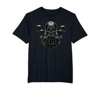 Motocicleta Live to Ride to Live Skull Biker Rebel Camiseta, Hombre Tallas Grandes, Negro, 5X Alto