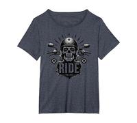 Motocicleta Live to Ride to Live Skull Biker Rebel Camiseta, Mujer Tallas Grandes, Azul Jaspeado, 5XL Grande