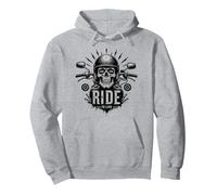 Motocicleta Live to Ride to Live Skull Biker Rebel Sudadera con Capucha, Unisex para Adultos, Gris Jaspeado, XL