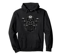 Motocicleta Live to Ride to Live Skull Biker Rebel Sudadera con Capucha, Unisex para Adultos, Negro, M