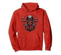 Motocicleta Live to Ride to Live Skull Biker Rebel Sudadera con Capucha, Unisex para Adultos, Rojo, XXL