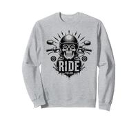 Motocicleta Live to Ride to Live Skull Biker Rebel Sudadera, Unisex para Adultos, Gris Jaspeado, S
