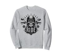 Motocicleta Live to Ride to Live Skull Biker Rebel Sudadera, Unisex para Adultos, Gris Jaspeado, XL