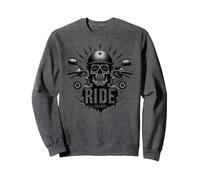 Motocicleta Live to Ride to Live Skull Biker Rebel Sudadera, Unisex para Adultos, Jaspeado Oscuro, M