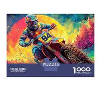 Motocicleta Motorista en el Cosmos Psicodélico Puzzle 1000 Piezas Decoración Familiar Pinturas Famosas Regalos para Hombres A Partir De 14 Años 70x50cm/1000pcs