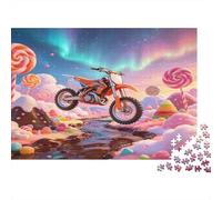 Motocicleta Mundo Fantasía Dulces Puzzle de 1000 Piezas Papel para Adultos Paisaje Soñado Relajación Familia Decoración Regalo 38x26cm/1000pcs