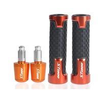 motocicleta Puños CNC De 7/8'' Y 22 Mm Para Motocicleta, Con Tapón Para Manillar, Para ST1300 A ST 1300 2003-2012 2011 2010 2009 2008 extremo del mango(Orange)