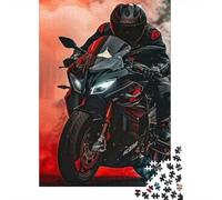 Motocicleta Set De 1000 Piezas Papel Reciclado Red Bike Rider Puzzle Familiar Aficionados A Los Entretenimiento Fin De Semana Rompecabezas Atractivo 70x50cm/1000pcs