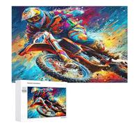 Motocicleta Todo Terreno Puzzles 1000 Piezas Circular Redondo Carrera del país Desafío Intelectual Impossible para Familia Juguete Educativo 3D Maquetas Construir DIY Creativo 1000 PCS