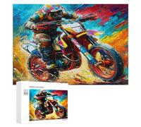 Motocicleta Todo Terreno Puzzles 300 Piezas Circular 3D Familiar Carrera del país Rompecabezas para Familia Aliviar Estrés DIY Moderno Creativo Decoración del Hogar 300 PCS