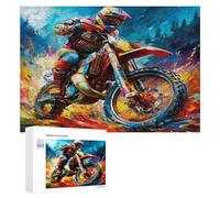 Motocicleta Todo Terreno Puzzles 300 Piezas Circular Redondo Carrera del país Desafío Intelectual Impossible para Familia Juguete Educativo 3D Maquetas Construir DIY Creativo 300 PCS