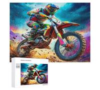 Motocicleta Todo Terreno Puzzles 500 Piezas Circular Redondo Carrera del país Desafío Intelectual Impossible para Familia Juguete Educativo 3D Maquetas Construir DIY Creativo 500 PCS