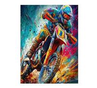 Motocicleta Todo Terreno Puzzles 500 Piezas Estera Portátil 3D Antideslizante Carrera del país Rompecabezas Familiar para Adultos Aliviar Estrés Decoración Hogar Moderno Creativo 500 PCS