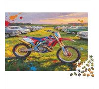 Motocicleta Todoterreno Colorida Puzzle de 1000 Piezas Papel para Adultos Escena Coches clásicos Relajante Decoración hogar Regalo Familiar 70x50cm/1000pcs