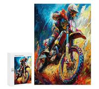 Motocicleta Todoterreno Puzzle 300 Piezas Redondo Circular país Raza Rompecabezas 3D para Hombres Y Mujeres A 14 Años Decoración Hogar DIY Creativo Aliviar Estrés 300 PCS