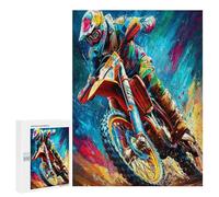 Motocicleta Todoterreno Puzzle 500 Piezas Redondo Circular país Raza Rompecabezas 3D para Hombres Y Mujeres A 14 Años Decoración Hogar DIY Creativo Aliviar Estrés 500 PCS