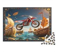 Motocicleta Todoterreno Puzzle de 1000 Piezas Papel para Adultos Escena de Aventura Marina Juego de Puzzle 1000 Piezas Relajación Familia Regalo 38x26cm/1000pcs