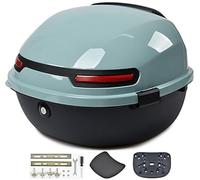Motocicleta Top Case, Universal Motocicleta Tail Box Trunk Cerradura de Almacenamiento de plástico impermeable Top Box con respaldo de plástico cómodo para el casco de equipaje,Blue