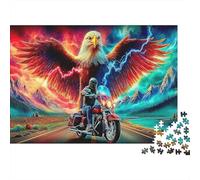Motocicleta Vibrante Rompecabezas de Papel 1000 Piezas Águila Grandiosa Puzzle Papel para Adultos Educativo Alivio Estrés Decoración Pared 70x50cm/1000pcs