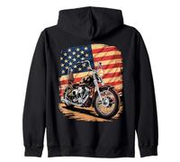 Motocicleta vintage Flagar American Biker Art Sudadera con Capucha