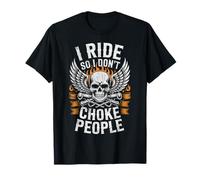 Motocicleta Vintage I Ride So I Don't Choke Skull Camiseta